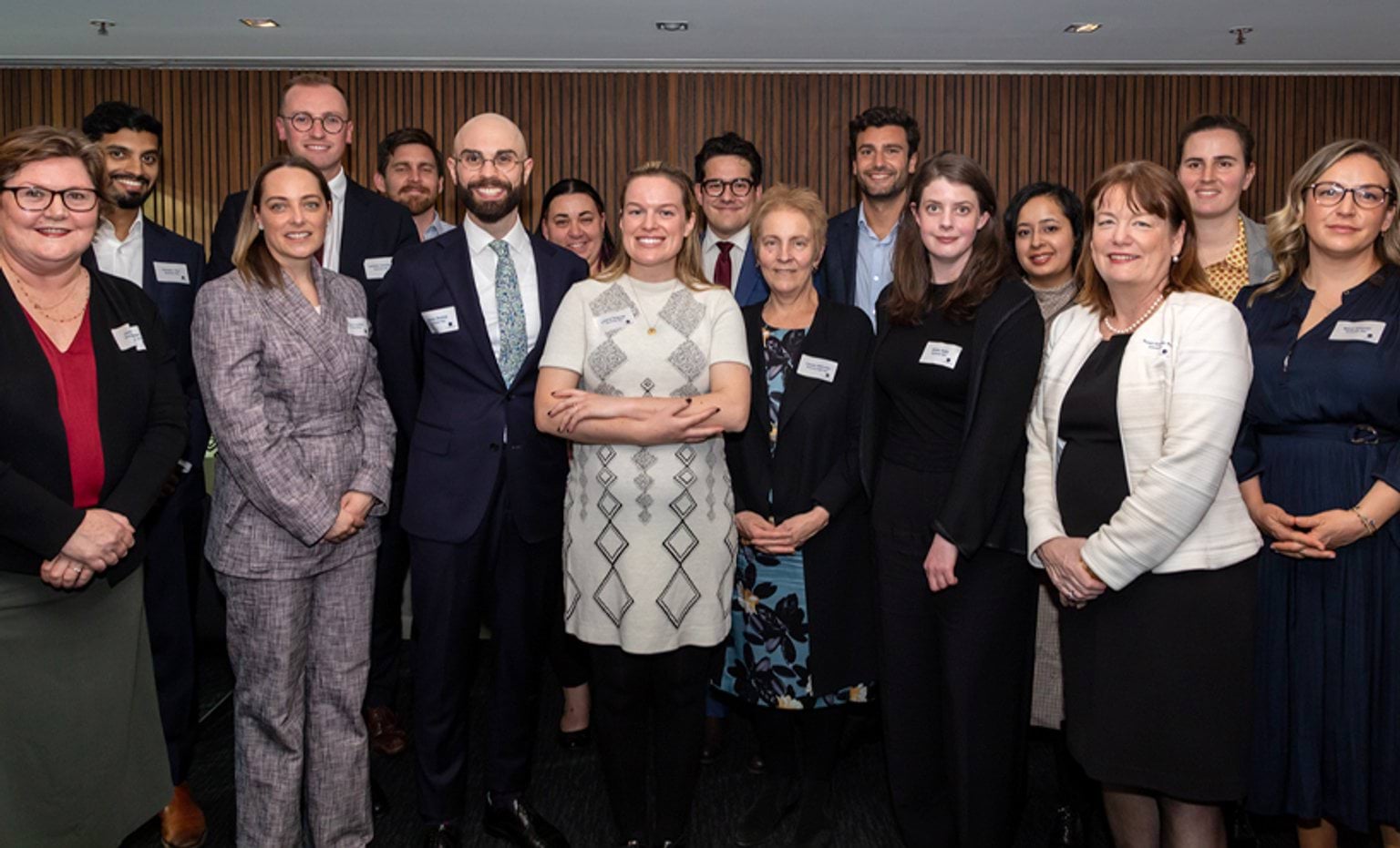 From left to right: Julia Munster (VLA Chief Counsel), Christin Tim, Lachlan Cameron, Tom Battersby, Martin Radzaj, Heather Anderson, Liliana Dubroja, David De Witt, Louise Glanville (CEO of VLA), Jeremy Karitizis, Bridie Kelly, Rabea Khan, Roisin Annesley KC (Victorian Bar President), Katherine Farrell and Mihal Greener. Absent: Gregory Lascaris and Lisa Andrews.