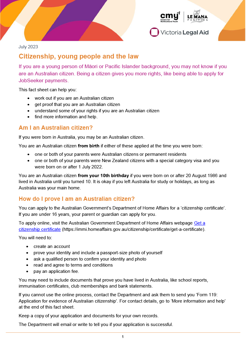 Citizenship, young people and the law ""